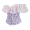 thumbnail image 4 of Women's Shapewear Slim Shaping Corset Underbust Bodice With Shoulder Straps And Ribbed Lace Front Cincher Top For Everyday Wear Light Purple,M, 4 of 4
