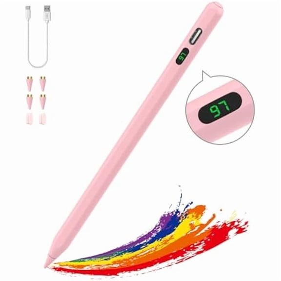 xzyuan Stylus Pens for Touch Screens, Fast Charge Stylus Pen for Apple iPad/iPhone/Samsung/Lenovo/iOS/Android Tablets&Smart Phone Universal Stylus Capacitive Screen Pencil with Power Display, Pink
