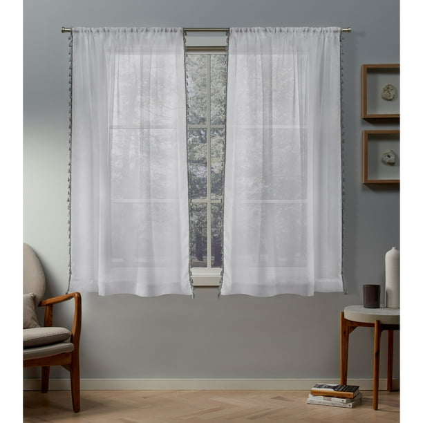 Exclusive Home Curtains Tassels Embellished Sheer Rod Pocket Curtain ...