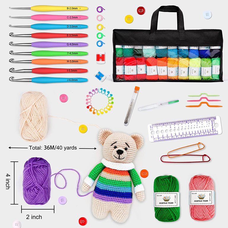 INSCRAFT 113 Piece Crochet Yarn Set with 1600 Yards Assorted