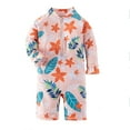 thumbnail image 4 of Girls Rash Guard Swimsuit Zipper One Piece Romper Bathing Suit Long Sleeve Cute Summer Beach Wear with Hat Orange, 2 Years, 4 of 7