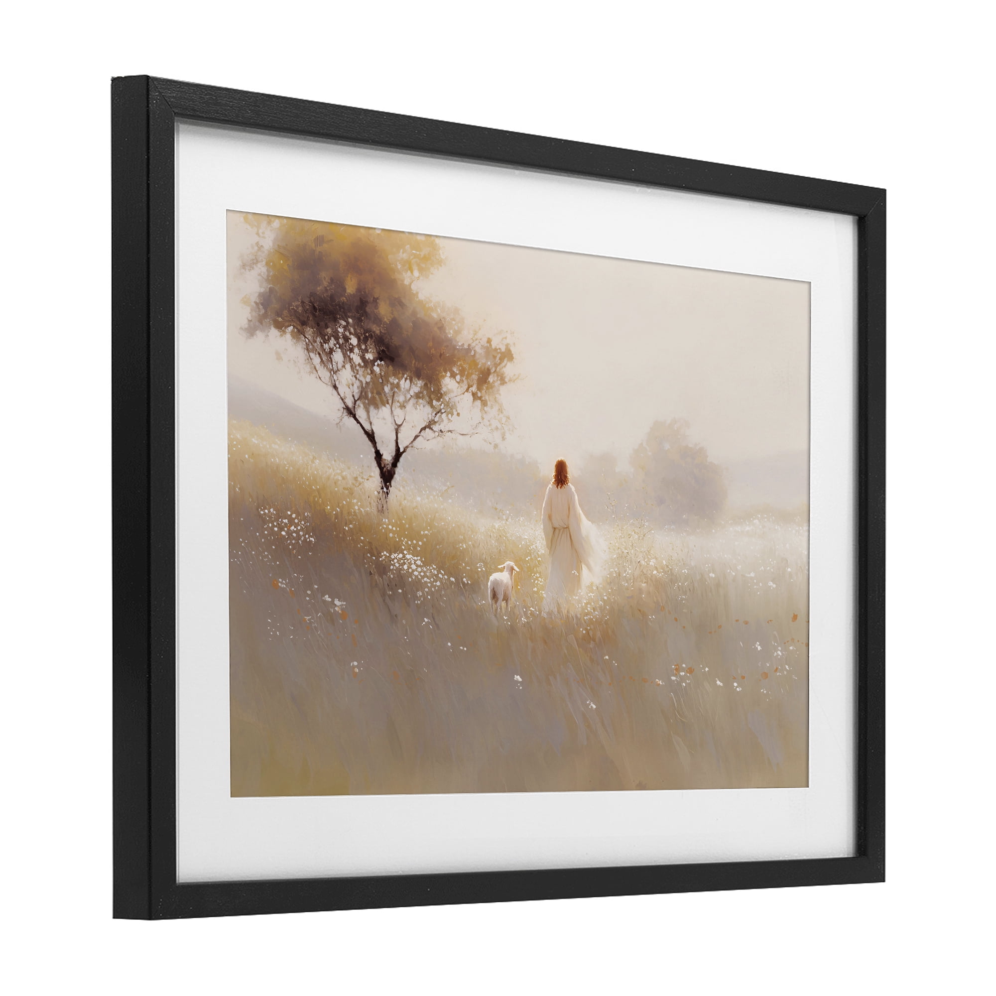 Stupell Industries Spiritual Shepherd & Lamb Black Framed Print Under Glass, design by Jacky Ngan