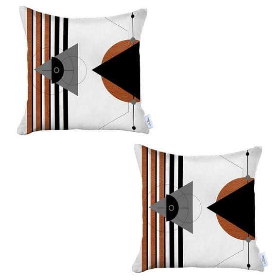 Boho-Chic Set of 2 Handcrafted Decorative Throw Pillow Cover Abstract Jacquard 18" x 18" Multi-Color Square Pillowcase for Couch, Bedding