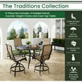 thumbnail image 6 of Hanover Traditions 5-Piece Outdoor High Dining Patio Set, 4 Counter-Height Padded Sling Swivel Chairs and 56" Round Cast Aluminum Table, Brushed Bronze Finish, Rust-Resistant, All-Weather, 6 of 8