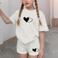 thumbnail image 3 of CYRBOKO Girls Outfit Sets, Elastic Waist Short Sleeve Bretchable Casual Kids' Activewear Sets White Size 11-12 T, 3 of 5