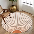 thumbnail image 2 of Round Rugs 5 Ft, Sunlight Lines Non Slip Area Rugs for Kitchen Bedroom Entryway, Orange Sunset Abstract Striped Art Washable Carpet Runner Rug Floor Mats for Bedroom Home Decor, 2 of 8