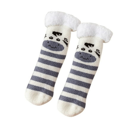 

Socks For Womens Winter Animal Printing Velvet Thickened Coral Velvet Floor Cotton Sleep Towel Thermal Stockings For Women