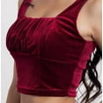 thumbnail image 7 of SOMER Womens Tank Tops, Velvet Ruched Crop Tank Top Summer Sleeveless Square Neck Bustier Camisole Sexy Slim Fit Valentine's Day Party Clubwear, 7 of 7