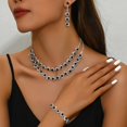 thumbnail image 3 of Rhinestone Bridal Wedding Jewelry Set Silver Crystal Necklace Earrings Bracelet Sets Formal Costume Jewelry for Women and Brides, 3 of 4