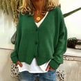 thumbnail image 6 of Women Sweater Coat V-Neck Long Sleeve Single Breasted Knitting Sweater Solid Color Loose Fit Sweater Cardigan, 6 of 8