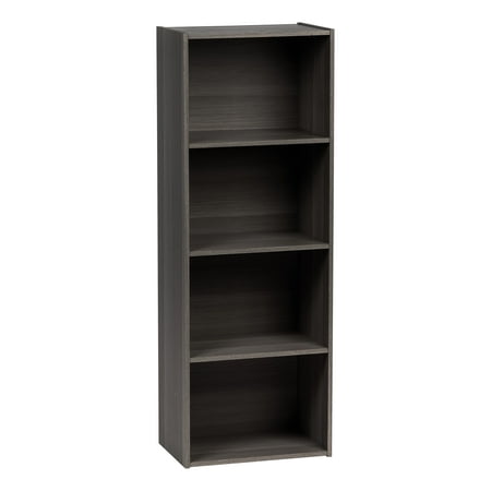 IRIS USA, 4-Tier Wood Bookcase Storage Shelf, Gray
