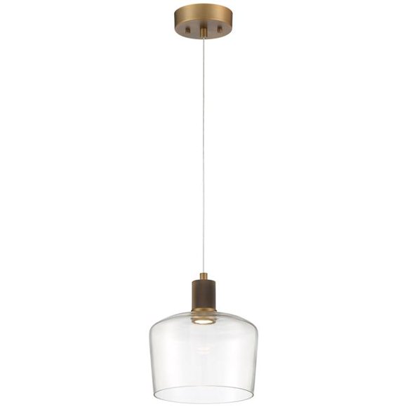 Access Lighting 63141LEDD-ABB-CLR 8 Po Port Nine 1 Lumière DEL Suspension Plafonnier, Clair - Chardonnay - Laiton Brossé Antique