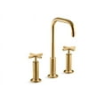 thumbnail image 2 of Kohler K-14408-3-BL Purist Bathroom Sink Faucet, Widespread High Cross Handles and High Gooseneck Spout, Matte Black, 2 of 6