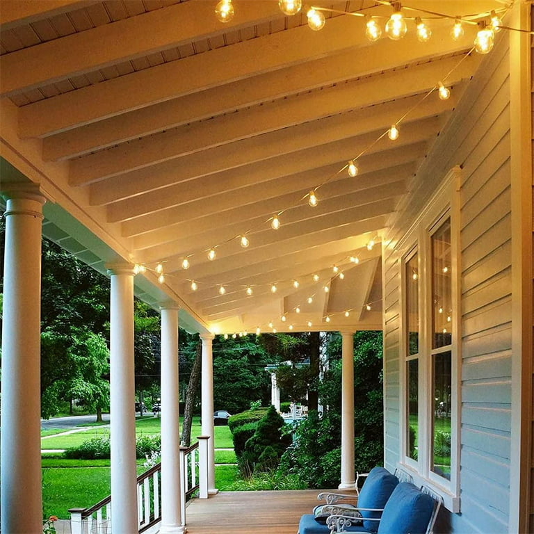 25ft Outdoor String Lights, G40 LED Patio Lights with 13 Bulbs, Waterproof  Shatterproof Dimmable Hanging String Lights for Cafe Bistro Backyard