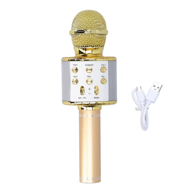 Micrófono inalámbrico con altavoz Bluetooth y luz LED, portátil, de mano, para fiestas de karaoke.