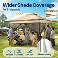thumbnail image 6 of SPECSTAR Pop Up Gazebo 13x13ft Outdoor Canopy Tent with Mosquito Netting and Center Lock, Instant Outdoor Canopy 2-Tiered Vented Top 3 Adjustable Height for Patio Garden Backyard, Beige, 6 of 8