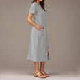 thumbnail image 7 of SMihono Women's 2025 Summer Casual Midi Dress Short Sleeve Crewneck T Shirt Beach Front Slit Vacation Fall Long Dresses Gray L, 7 of 7