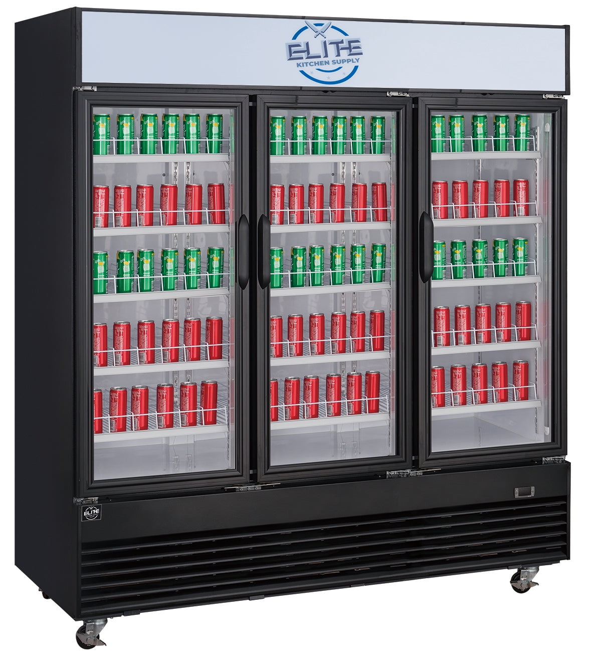 Elite Kitchen Supply 78in Large Refrigerator, Three Tempered Glass Doors, Adjustable Racks, 69.43 Cu. ft., NSF