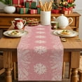 thumbnail image 4 of Pink Christmas Table Runner 36 Inches Long for Dining Table Decor, Cotton Linen Winter Snowflake Table Runner Washable Dresser Scarf for Kitchen Christmas Holiday Seasonal Leaves Pine Cones, 4 of 8