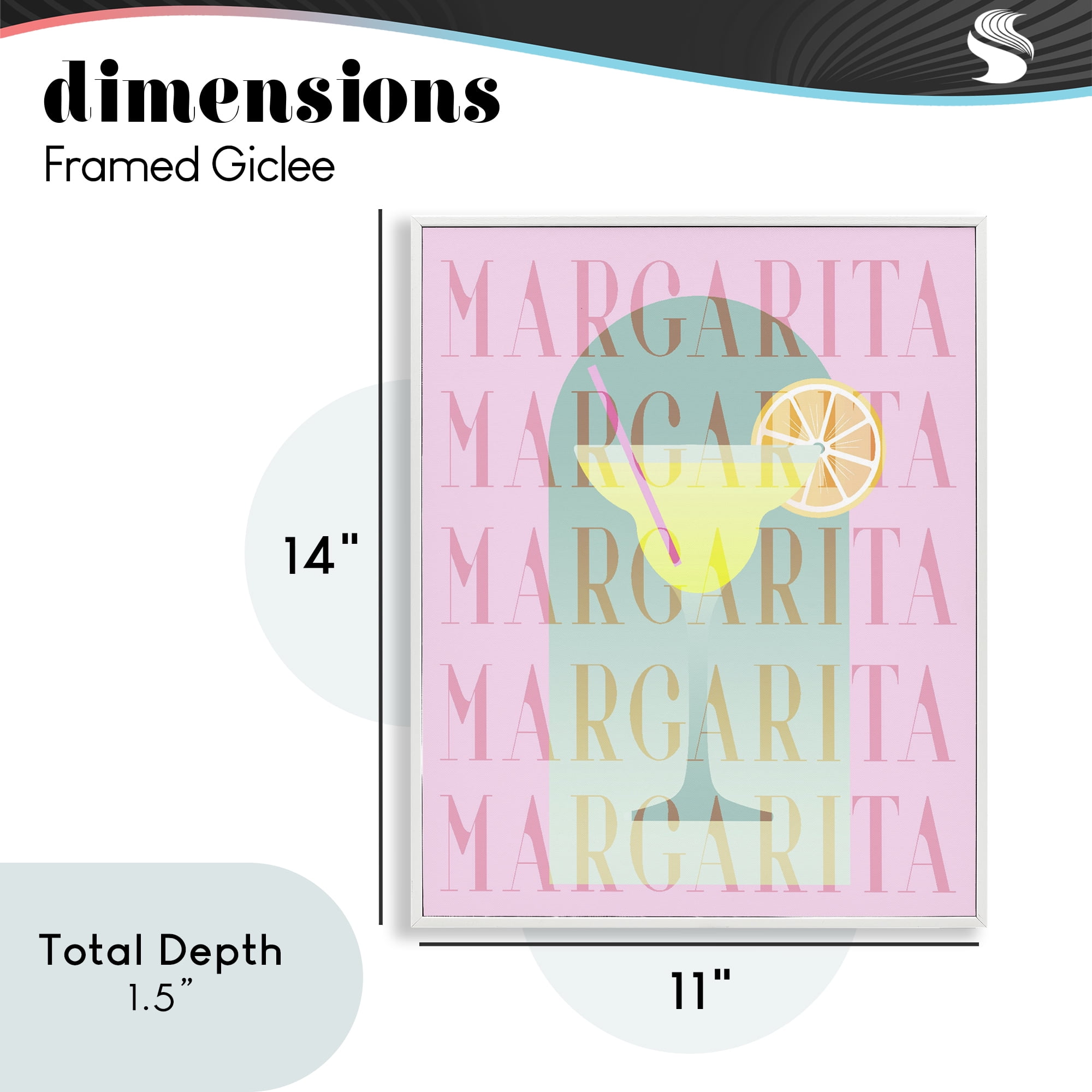 Retro Pastel Margarita White Framed Giclee Art, design by Lil' Rue