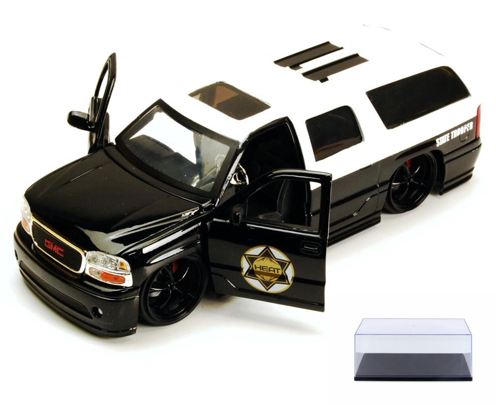 Diecast Car Display Case Package Gmc Yukon Denali State Trooper Suv Black White Jada Toys Heat 96367 1 24 Scale Diecast Model Toy Car W Display Case Walmart Com Walmart Com