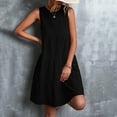 thumbnail image 4 of TIHLMK Robes pour Femmes Été Mode Vacances Été Couleur Unie Col Rond Sans Manches Fête Plage Robe Ample, 4 of 7