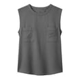 thumbnail image 3 of WRFWUL Womens Cotton Linen Tank Tops Crewneck Sleeveless Double Pocket Blouses Casual Loose Fit Summer Beach Vacation Shirts, 3 of 7