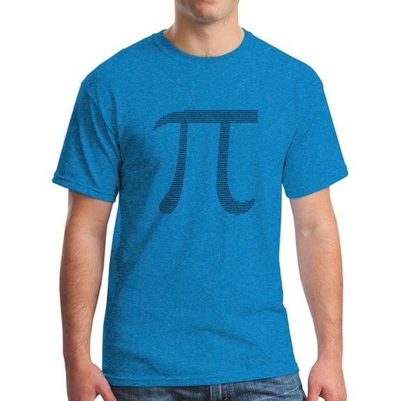 Pi Day Black Print T-Shirt Heather Sapphire (2XL)