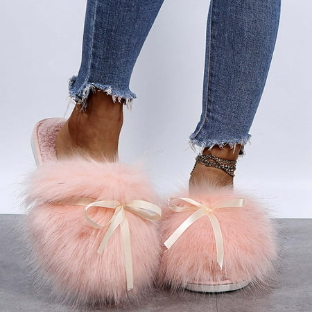 

Kayannuo Winter Slippers for Women Clearance Womens House Slippers Slippers Women s Autumn And Winter Bow Knot Household Shoes Baotou Cotton Slippers Wear Half Shoes
