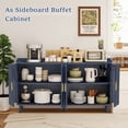 thumbnail image 5 of Weselon Farmhouse Sideboard Cabinet with 3 Rattan Doors,Kitchen Storage Cabinet with Adjustable Shelf and Metal Legs for Dining Living Room,Blue, 5 of 8
