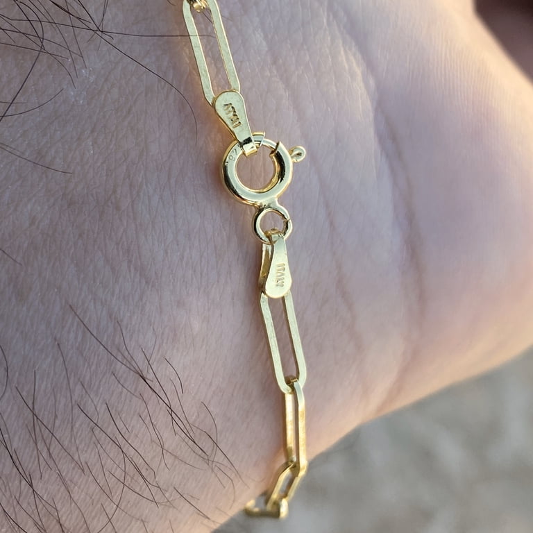 Doubgood Gold Plated Bracelet Set For Women - Adjustable Stackable Paperclip & Cuban Link Bracelets, 7 Inch, 14K Gold Plated