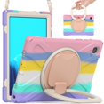thumbnail image 4 of Funda colorida para Samsung Tab A7 de 10,4 pulgadas T500 con correa para el hombro, soporte de anillo ajustable grande y protección contra golpes., 4 of 5