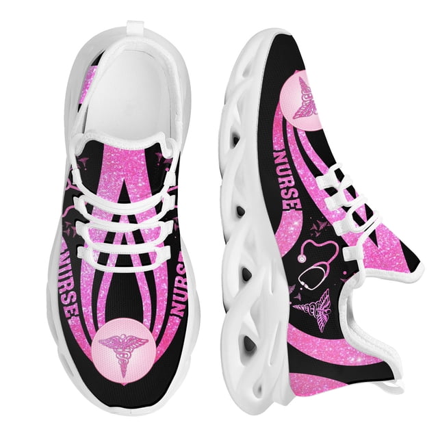 Nuevas zapatillas ligeras de malla para mujer, color rosa, con estampado médico de emergencia EMT, zapatillas deportivas con cordones para correr, zapatillas de tenis cómodas