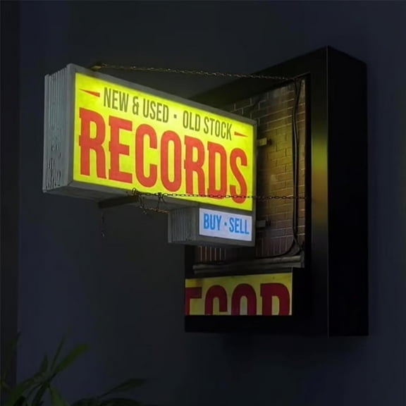 Record Store Retro Wall Light Handmade LED Vinyl Wall Decor for Music Lovers Gift, Record Collector Gift Retro Room Aesthetic