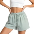 thumbnail image 3 of Women's Casual Loose Fit Lightweight Striped Shorts, Elastic Drawstring Waist, Soft Summer Beach Style, Travel Active Comfort, Casual Everyday | TruHer,Light Blue M, 3 of 8