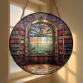 Book Lover Library Suncatcher, Faux Stained Glass Window Art for ...
