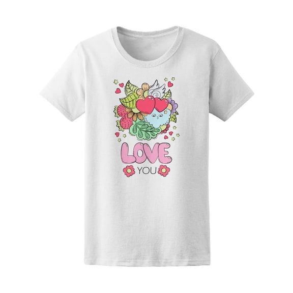 Love You Icon Doodles T-Shirt Women -Image by Shutterstock, Female x-Large
