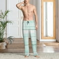 thumbnail image 2 of Pofeuu Flowers And Turquoise Wooden Print Men's Pajama Pants, Soft Lounge Pajama Pants with big pockets for Men Plaid Pj Bottoms-Large, 2 of 6