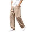 thumbnail image 2 of JUUYY Men's Baggy Jeans Vintage Drawstring Elastic Waist Straight Jean Pants Classic Loose Fit Wide Leg Denim Pants with Pocket Khaki XXXXXL, 2 of 5