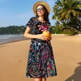 thumbnail image 4 of Lsque Paisley Print Women's Casual Dress T-Shirt Summer Short Sleeve Scoop Neck Swing Dresses, 4 of 6