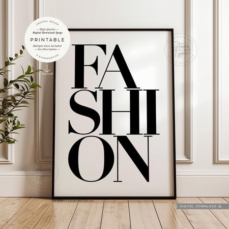 Black White Fashion Typography Poster, Unframed Size 8x12