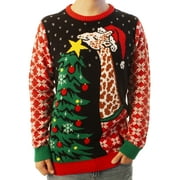 Ugly Christmas Party Sweater Unisex Men's Giraffe Hanging Star On Tree-3XL