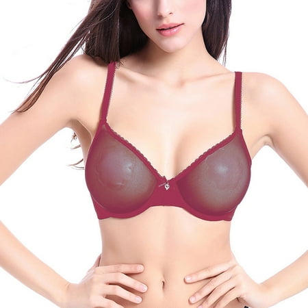 

Bras For Women Sheer Mesh Lace Unlined Underwire See Through Lette Spandex Bra