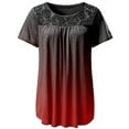 thumbnail image 5 of Casual Summer Tee Shirts for Women Floral Lace Crewneck Short Sleeve Work Office Blouses Loose Basic Tunic Tee Tops, 5 of 6
