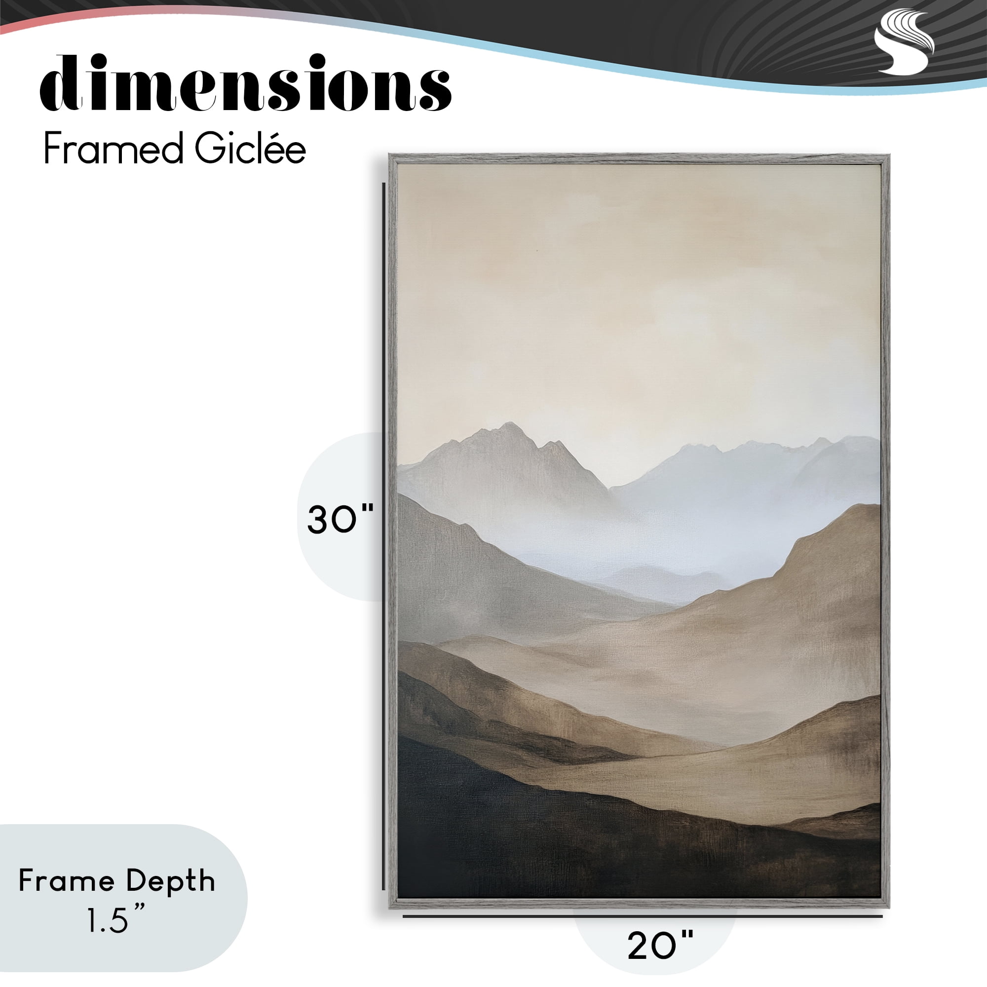 Stupell Industries Foggy Mountains Over Valley Gray Framed Giclee Art, design by Petal Prints Design
