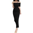 thumbnail image 1 of B91xZ Robes d'Été pour Femmes Décontractées Col en V Sans Manches Invité de Mariage Vacances Plage Longue Robe, Noir S, 1 of 5