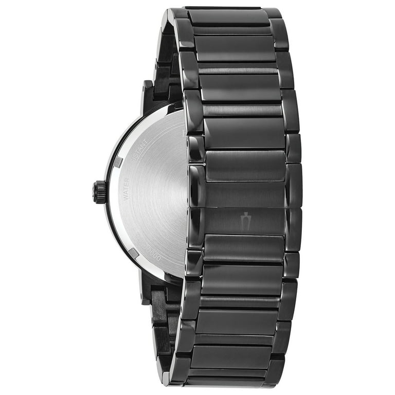 Bulova Men's Watch 98D144 Black Dial Diamond Accent Stainless Steel 42mm retailer Quartz