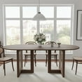 thumbnail image 3 of Cinna 67"x33.5" Soild Wood Dining Table Rattan Oval Kitchen Table, Walnut, 3 of 6
