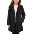 thumbnail image 5 of VEKDONE Girls Wool Blend Peacoat Single Breasted Lapel Mid Long Trench Coat with Pockets Kids Casual Warm Winter Overcoat Black,10-11Years, 5 of 9
