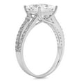 thumbnail image 2 of 2.44 ct Princess Cut Genuine Cultured Diamond VS1-VS2 J-K 14K White Gold Promise Wedding Statement Engagement Designer Ring W/ Crystal side stones size 5, 2 of 6